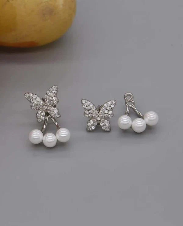 Butterfly Pearl Korean Earrings for Girls