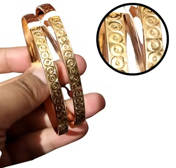 Gold Dotted Circle Bangle Bracelet Kara – Dotted Circle Motif for Women &amp; Girls