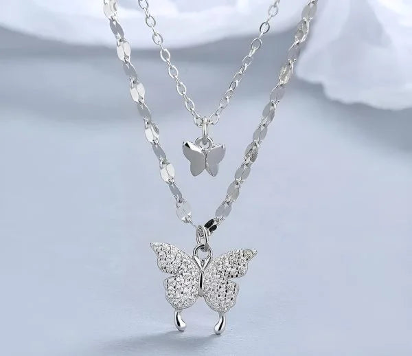 Koren Double Layer Pendent Smart Butterfly With Diamonties Attach Best For Young Girls And Ladies